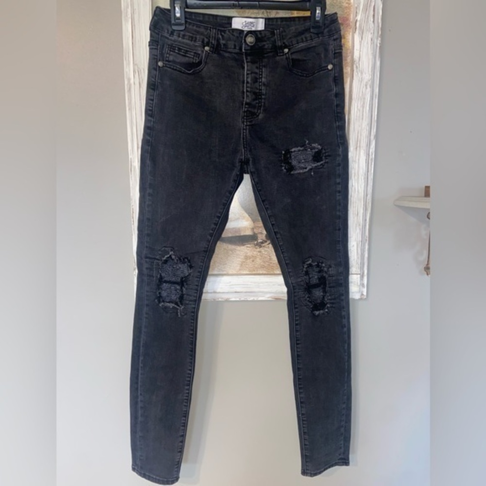 Sixth June Black Distressed Jeans W29x30 Skinny Stretch Great